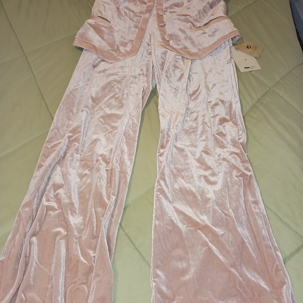 Shein MOTF velvet 2pc best and flare pant